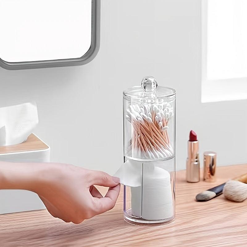 Clear Makeup Organizer with Swab Pad and Brush Holder