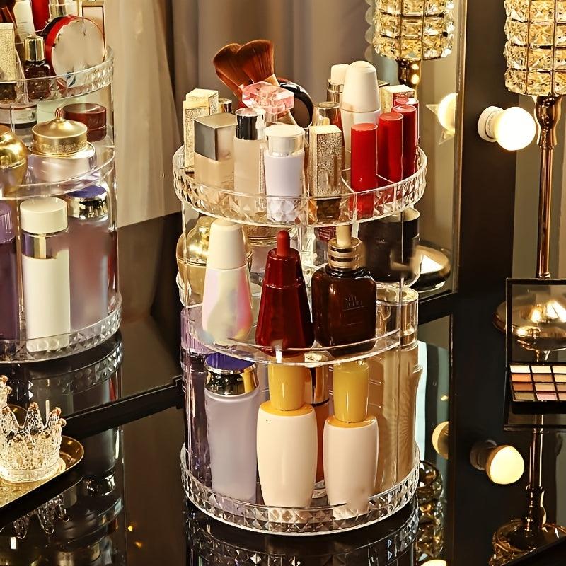 Adjustable Spinning Makeup Organizer for Bathroom
