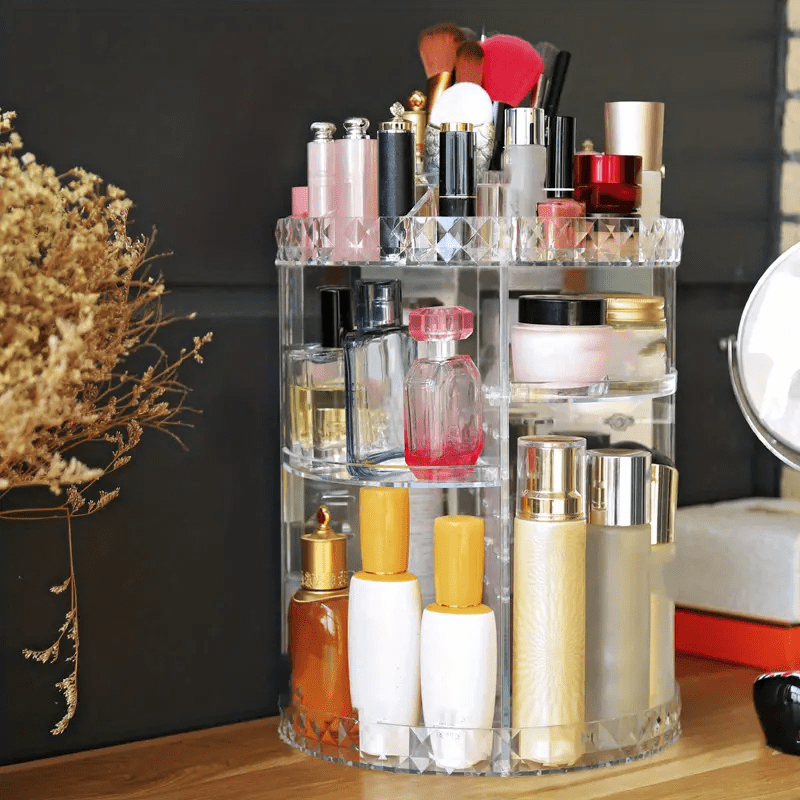 Adjustable Spinning Makeup Organizer for Bathroom