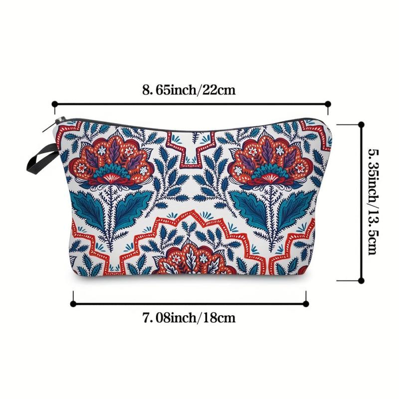 Vintage Floral Cosmetic Bag Women Multifunctional Makeup Travel Toiletry Bag