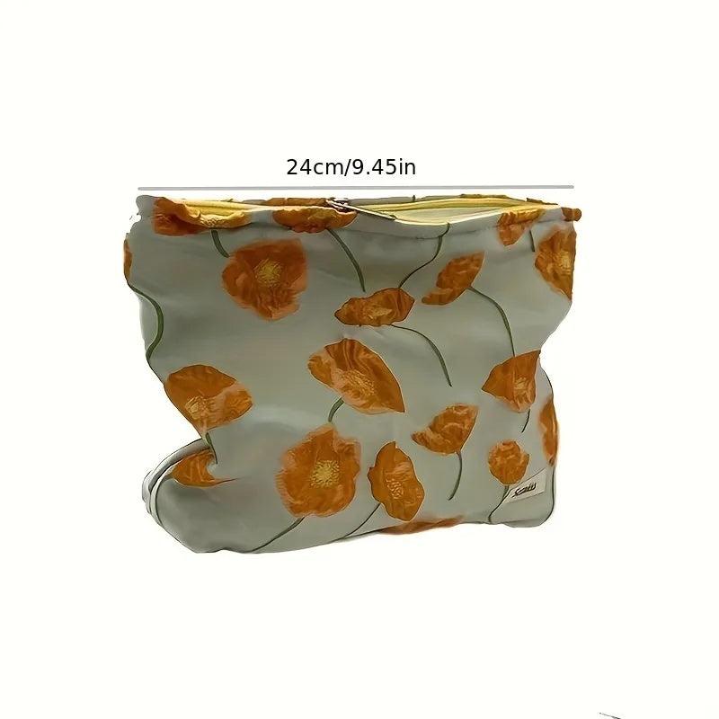 Flower Pattern Makeup Bag Large Capacity Toiletry Zipper Pouch