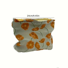 Flower Pattern Makeup Bag Large Capacity Toiletry Zipper Pouch