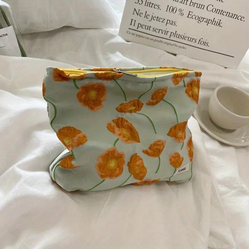 Flower Pattern Makeup Bag Large Capacity Toiletry Zipper Pouch