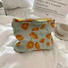 Flower Pattern Makeup Bag Large Capacity Toiletry Zipper Pouch