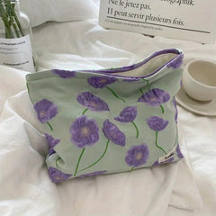 Flower Pattern Makeup Bag Large Capacity Toiletry Zipper Pouch