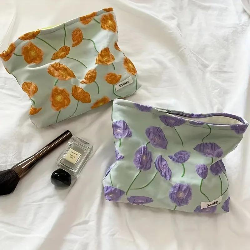 Flower Pattern Makeup Bag Large Capacity Toiletry Zipper Pouch