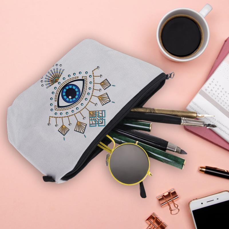 Evil Eye Pattern Travel Toiletry Bag Portable Cosmetic Storage Makeup Pouch