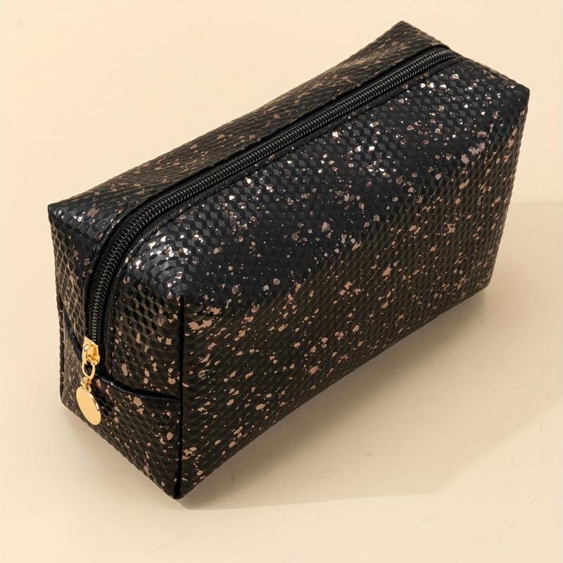Golden Fragment Square Zipper Waterproof Cosmetic Bag Gift For Women & Girl