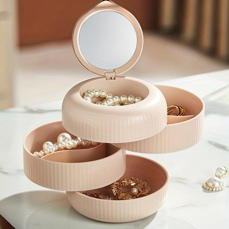 4 Layer Rotating Travel Jewelry Organizer Box