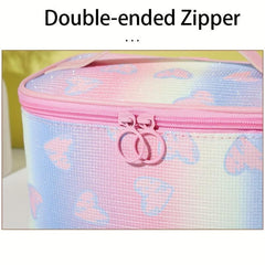 Ombre Heart Pattern Makeup Bag Zipper Travel Cosmetic Bag Portable