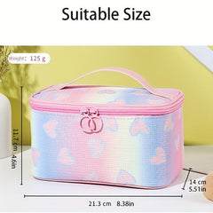 Ombre Heart Pattern Makeup Bag Zipper Travel Cosmetic Bag Portable