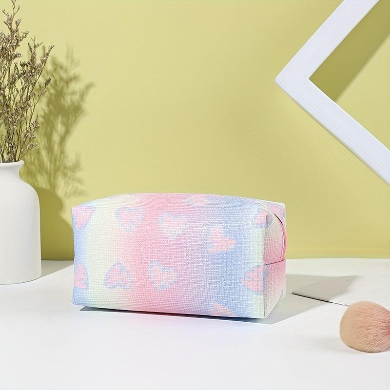 Ombre Heart Pattern Makeup Bag Zipper Travel Cosmetic Bag Portable