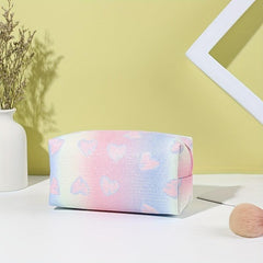 Ombre Heart Pattern Makeup Bag Zipper Travel Cosmetic Bag Portable