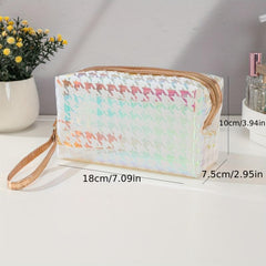 Houndstooth Print Cosmetic Bag Waterproof Makeup Pouch Travel Home Storage