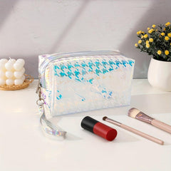 Houndstooth Print Cosmetic Bag Waterproof Makeup Pouch Travel Home Storage