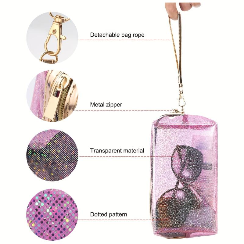 Clear Waterproof Cosmetic Bag with Zipper, Travel Makeup Storage