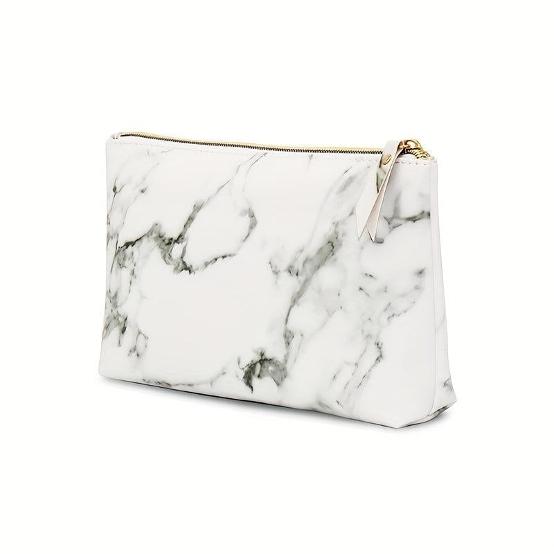 Marble Pattern Cosmetic Bag Travel Portable Water Resistant Zipper Pouch