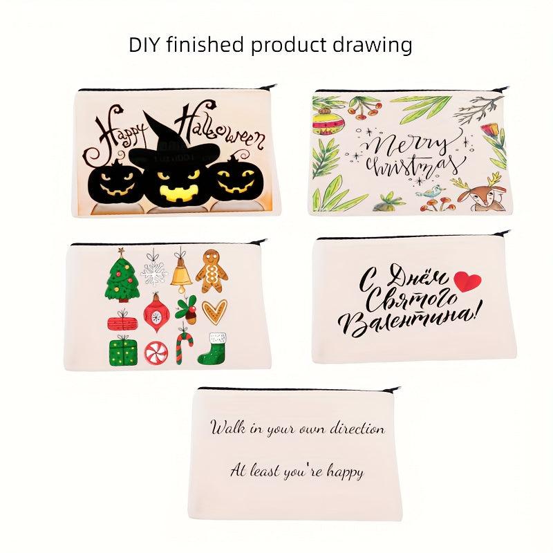 10pcs DIY Blank Canvas Bag Makeup Bag Zipper Pouch Travel Storage Gift