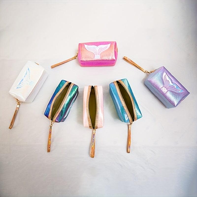 Mermaid Tail Makeup Bag Laser Travel Cosmetic Bag Organizer With Wrist Strap