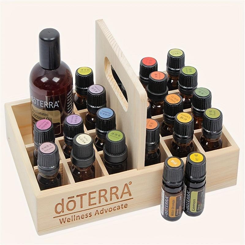 21 Slots Wooden Aromatherapy Carrying Case - Essential Oil Organizer Storage Box