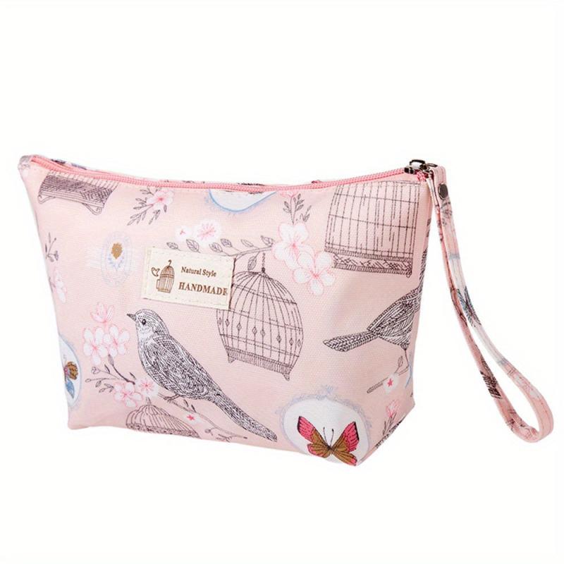 Flower Pattern Toiletry Travel Bag Canvas Cosmetic Makeup Storage Pouch