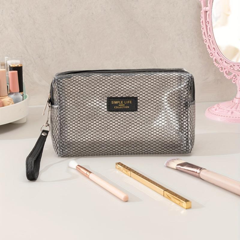 Grid Pattern Large Capacity Waterproof Makeup Bag