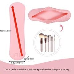 Silicone Travel Makeup Brush Holder and Small Bag