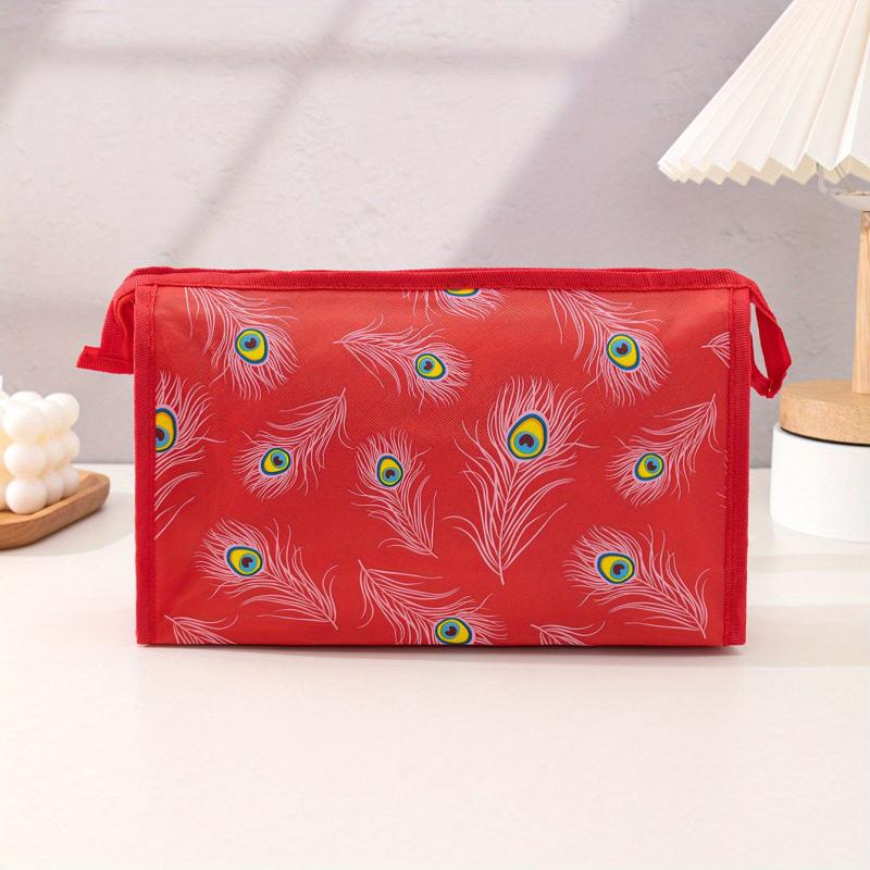 Feather Print Makeup Bag Waterproof Roomy Perfect for Travel