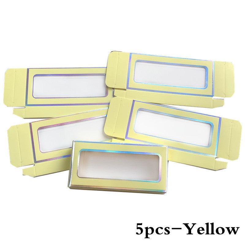 5 Pcs Paper Lash Boxes Pink Yellow for 25mm Mink Lashes