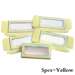 5 Pcs Paper Lash Boxes Pink Yellow for 25mm Mink Lashes