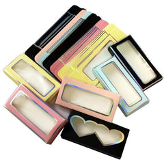 5 Pcs Paper Lash Boxes Pink Yellow for 25mm Mink Lashes