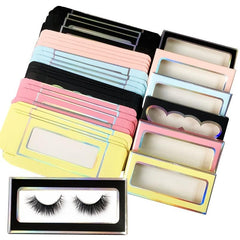 5 Pcs Paper Lash Boxes Pink Yellow for 25mm Mink Lashes