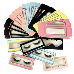 5 Pcs Paper Lash Boxes Pink Yellow for 25mm Mink Lashes