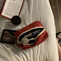 Small Canvas Toiletry Bag for Women Durable Travel Makeup Pouch with Zipper