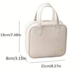 PU Travel Makeup Bag With Handle Small Cosmetic Bag Waterproof Organizer Case