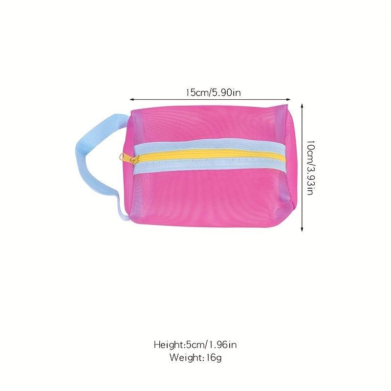 Roomy Mesh Makeup Bag with Handle - Portable Travel Storage Pouch