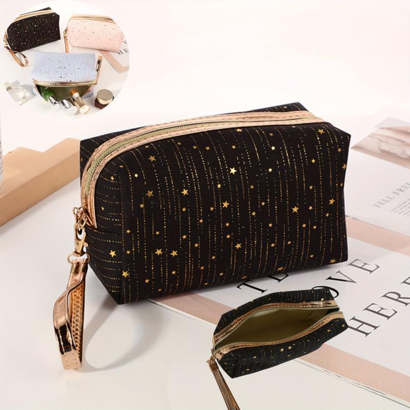 Glitter Stars Decor Makeup Bag Portable Cosmetic Bag Lipstick Organizer