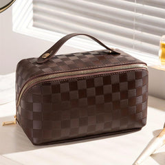 Large Capacity Travel Cosmetic Bag Waterproof PU Leather Makeup Organizer