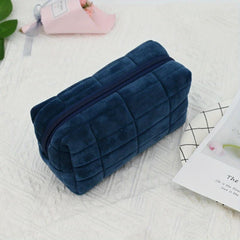 Checkered Cosmetic Bag Travel Storage Toiletry Large Capacity Pink