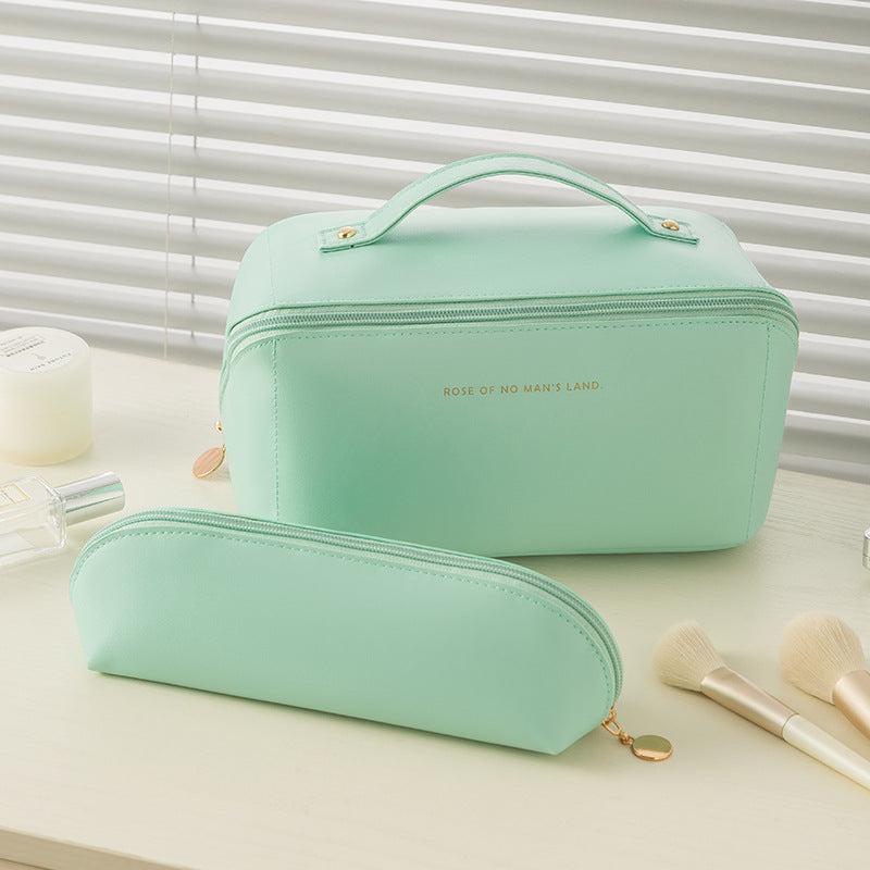 2pcs PU Cosmetic Bag Waterproof Makeup Storage Large Capacity Portable