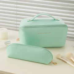 2pcs PU Cosmetic Bag Waterproof Makeup Storage Large Capacity Portable
