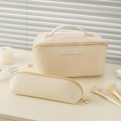 2pcs PU Cosmetic Bag Waterproof Makeup Storage Large Capacity Portable