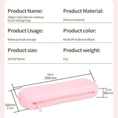 Silicone Makeup Brush Holder with Zipper Closure
