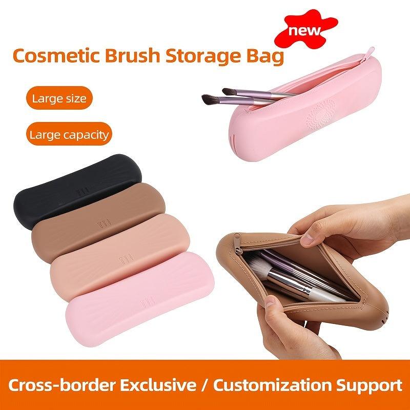 Silicone Makeup Brush Holder with Zipper Closure