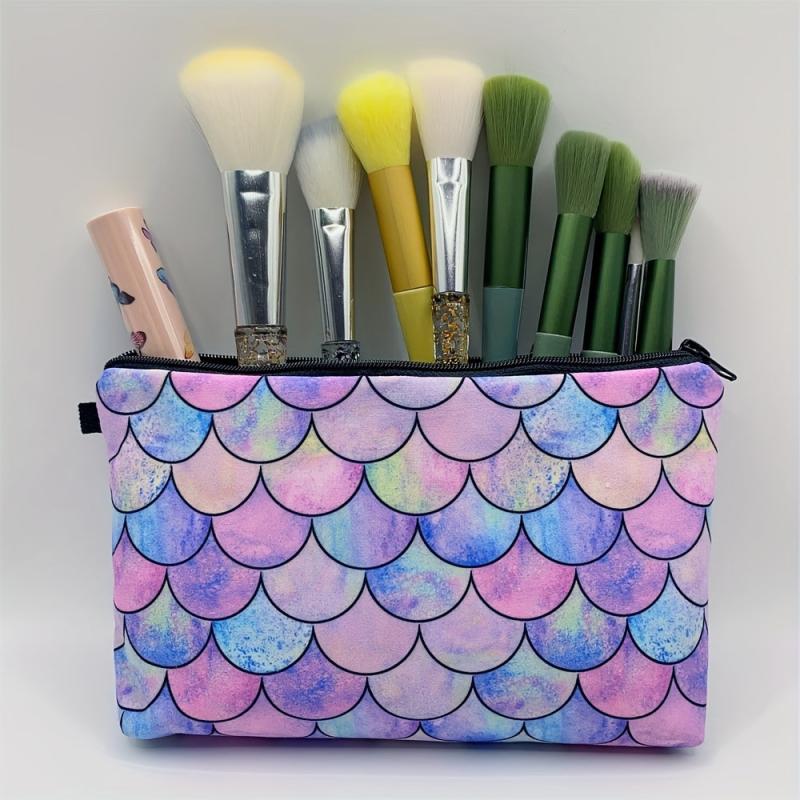 Mermaid Fish Scale Makeup Bag Cosmetic Travel Toiletry Pouch Organizer