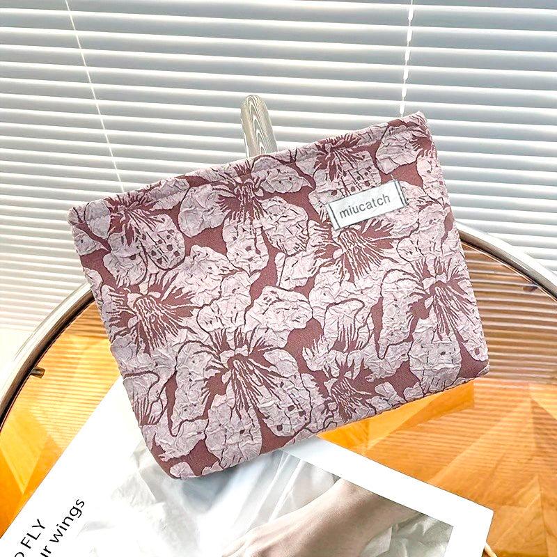 Floral Pattern Makeup Bag Roomy Cosmetic Bag Travel Portable Toiletry Bag