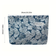 Floral Pattern Makeup Bag Roomy Cosmetic Bag Travel Portable Toiletry Bag