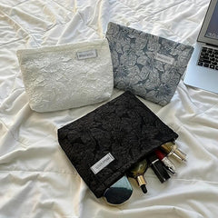 Floral Pattern Makeup Bag Roomy Cosmetic Bag Travel Portable Toiletry Bag