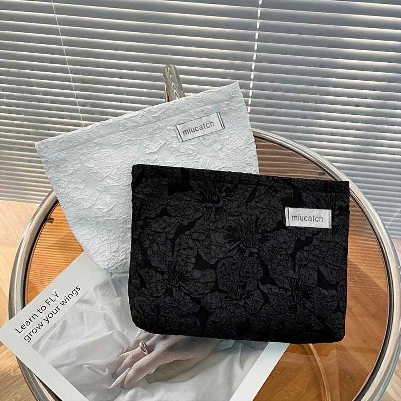 Floral Pattern Makeup Bag Roomy Cosmetic Bag Travel Portable Toiletry Bag