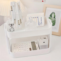 Desktop Cosmetic Storage Box Pink Makeup Organizer For Vanity Dresser